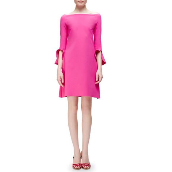 Chiara Boni La Petite Robe magenta Sheila 3/4-Trumpet-Sleeve Dress SZ IT 42 - Picture 1 of 14